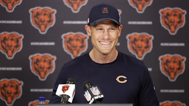 Lake Forest, IL, USA; Chicago Bears head coach Ben Johnson speaks during minicamp at Halas Hall. Mandatory Credit: Kamil Krza