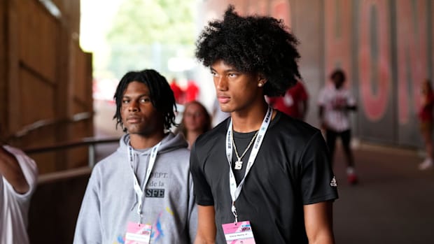 Aug 31, 2024; Columbus, OH, USA; Ohio State Buckeyes wide receiver recruit Chris Henry Jr. walks out on the field prior to th