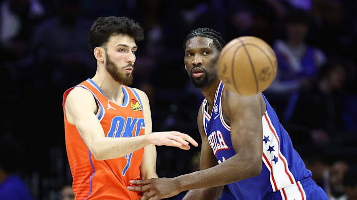 Chet Holmgren, Oklahoma City Thunder and Joel Embiid, Philadelphia 76ers