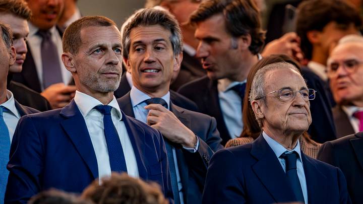 Florentino Pérez aux côtés d'Aleksander Čeferin Florentino Pérez aux côtés d'Aleksander Čeferin