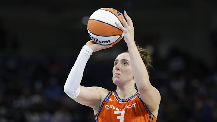 Aug 23, 2025; Chicago, Illinois, USA; Connecticut Sun guard Marina Mabrey 