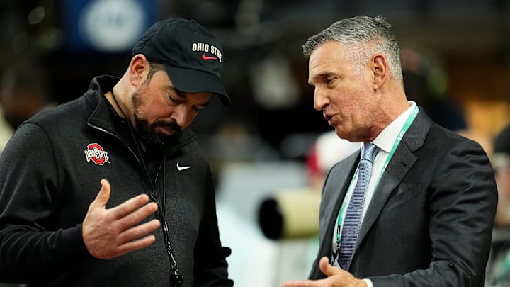 Big Ten commissioner Tony Petitti, speaking with Ohio State coach Ryan Day, is on the opposite end of College Football Playoff expansion discussions from the other power-conference commissioners. Big Ten commissioner Tony Petitti, speaking with Ohio State coach Ryan Day, is on the opposite end of College Football Playoff expansion discussions from the other power-conference commissioners.