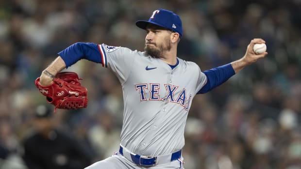 Jun 14, 2024; Seattle, Washington, USA; Texas Rangers starter Andrew Heaney (44) delivers a pitch during the third inning against the Seattle Mariners at T-Mobile Park. Mandatory Credit: Stephen Brashear-USA TODAY Sports