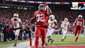 Ohio State Buckeyes running back TreVeyon Henderson (32) runs for a touchdown during the first half of the College Football Playoff first round game against the Tennessee Volunteers at Ohio Stadium in Columbus on Dec. 21, 2024.