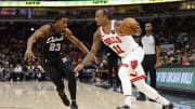 Nov 12, 2023; Chicago, Illinois, USA; Chicago Bulls forward DeMar DeRozan (11) drives to the basket