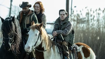 Breeda Wool as Aiden, Andrew Bachelor as Bailey, Matthew Jeffers as Nat - The Walking Dead: The Ones Who Live _ Season 1, Episode 2 - Photo Credit: Gene Page/AMC