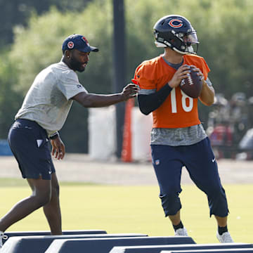 Chicago Bears quarterback Caleb Williams went viral for an unfortunate clip during training camp.