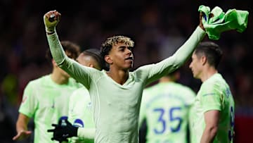 Lamine Yamal celebrando el triunfo del FC Barcelona ante el Atlético de Madrid 