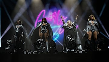 GIRLS5EVA. (L to R) Sara Bareilles as Dawn, Renée Elise Goldsberry as Wickie, Paula Pell as Gloria and Busy Philipps as Summer in Episode 306 of GIRLS5EVA