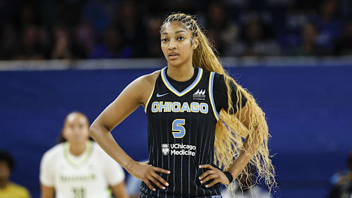 Chicago Sky forward Angel Reese (5) at Wintrust Arena.