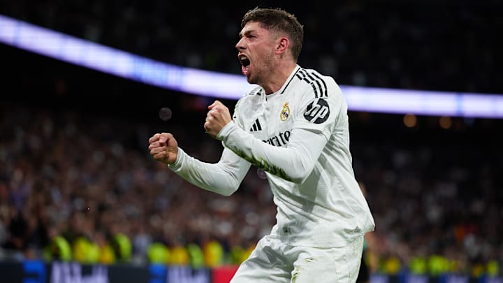 Federico Valverde celebrando el gol anotado con el Real Madrid ante el Athletic Club 