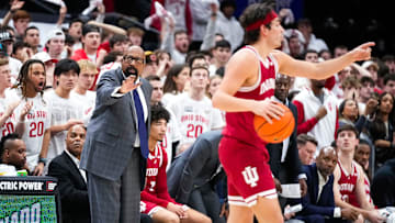 Indiana Hoosiers head coach Mike Woodson watches the clock in the second half at Value City Arena on Friday, Jan. 17, 2025 in Columbus, Ohio.