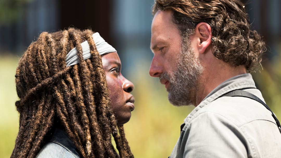 Andrew Lincoln as Rick Grimes, Danai Gurira as Michonne - The Walking Dead Season 8, Episode 1 Andrew Lincoln as Rick Grimes, Danai Gurira as Michonne - The Walking Dead Season 8, Episode 1
