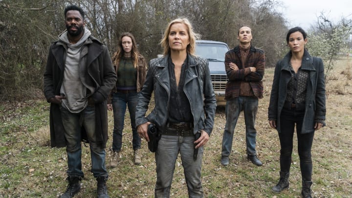 Colman Domingo as Victor Strand, Alycia Debnam-Carey as Alicia Clark, Kim Dickens as Madison Clark, Frank Dillane as Nick Clark, Danay Garcia as Luciana - Fear the Walking Dead _ Season 4, Episode 8 - Photo Credit: Richard Foreman, Jr/AMC