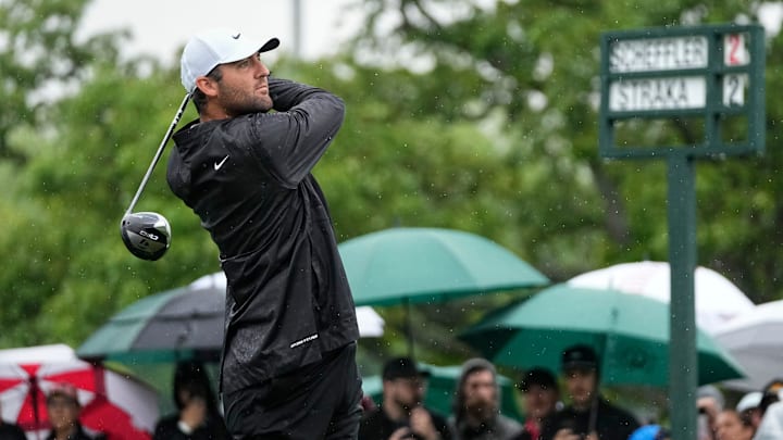 Scottie Scheffler tees off on the first hole during the Round 2 of the Memorial Tournament at Muirfield Village Golf Club.
