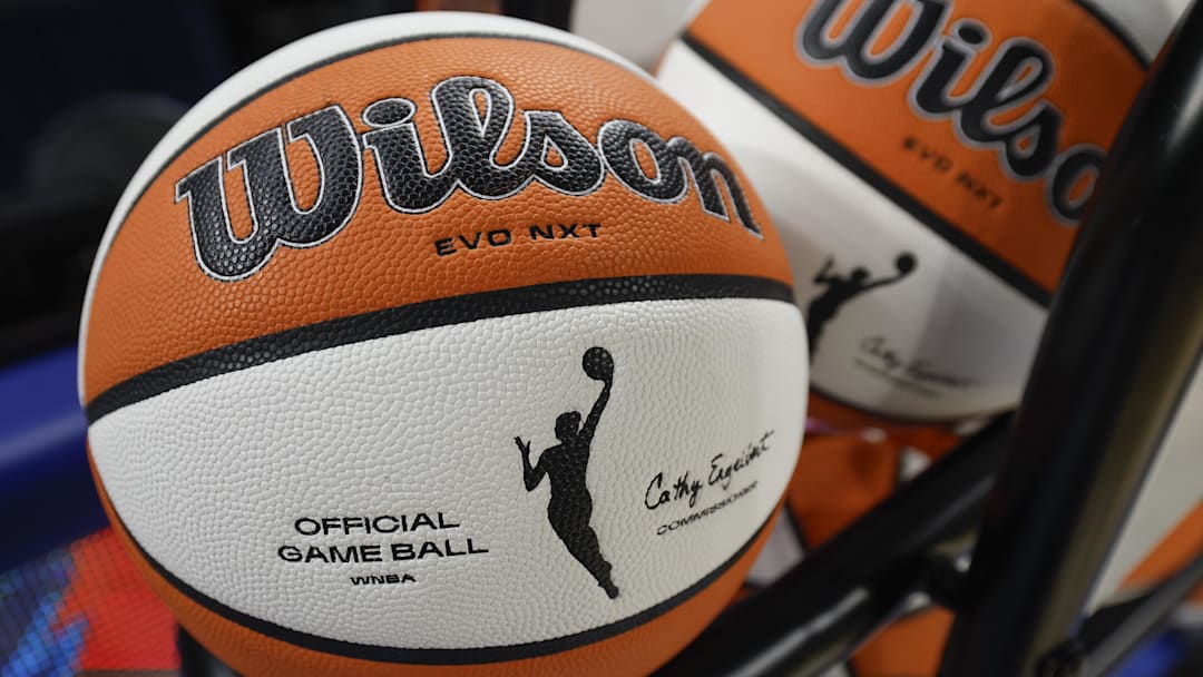 Jul 12, 2025; Chicago, Illinois, USA; Wilson basketball is seen before a WNBA game between the Chicago Sky and Minnesota Lynx at Wintrust Arena. Mandatory Credit: Kamil Krzaczynski-Imagn Images