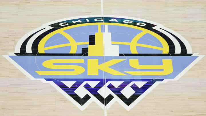 Chicago Sky logo is seen on the court 