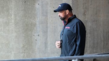 Sep 7, 2024; Columbus, Ohio, USA; Ohio State Buckeyes head coach Ryan Day takes the field before the NCAA football game against the Western Michigan Broncos at Ohio Stadium.