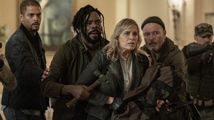 Kim Dickens as Madison Clark, Colman Domingo as Victor Strand, Rubén Blades as Daniel Salazar, Isha Blaaker as Frank - Fear the Walking Dead _ Season 8, Episode 7 - Photo Credit: Lauren "Lo" Smith/AMC