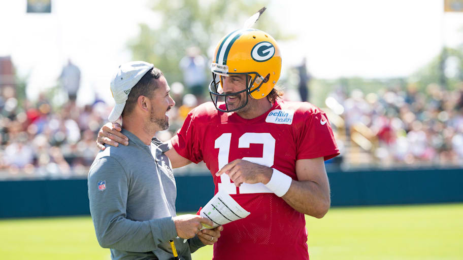 Green Bay Packers quarterback Aaron Rodgers and coach Matt LaFleur during training camp. | Samantha Madar/USA TODAY NETWORK-Wisconsin  / USA TODAY NETWORK