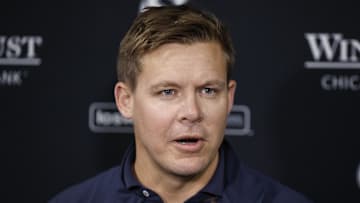 Chicago White Sox general manager Chris Getz speaks before a game in 2024 at Rate Field. 