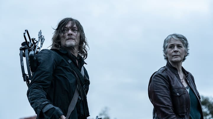 Norman Reedus as Daryl Dixon, Melissa McBride as Carol Peletier - The Walking Dead: Daryl Dixon _ Season 2, Episode 6 - Photo Credit: Stéphanie Branchu/AMC