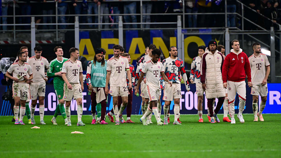 Disappointed Bayern Munich players after 2-2 draw against Inter Milan at San Siro on Wednesday.
