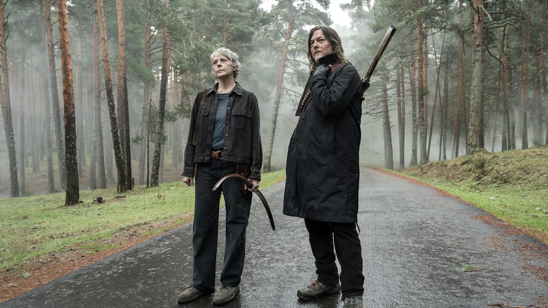 Melissa McBride as Carol Peletier, Norman Reedus as Daryl Dixon - The Walking Dead: Daryl Dixon _ Season 3 - Photo Credit: Carla Oset/AMC