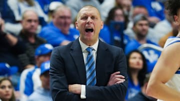 Kentucky head coach Mark Pope instructs his team against Western Kentucky during their game Rupp Arena in Lexington, Ky. on Nov. 26, 2024
