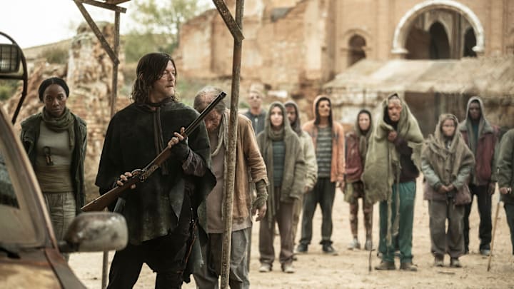 Norman Reedus as Daryl Dixon, Nansi Nsue as Amaia, Luis Bondia as Mateo - The Walking Dead: Daryl Dixon _ Season 3, Episode 5 - Photo Credit: Carla Oset/AMC