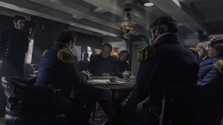 Jared Harris as Francis Crozier, Tobias Menzies as James Fitzjames; group - The Terror _ Season 1, Episode 1 - Photo Credit: Aidan Monaghan/AMC