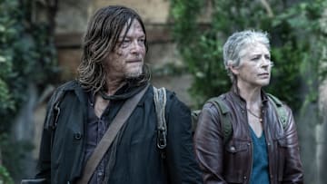 Norman Reedus as Daryl Dixon, Melissa McBride as Carol Peletier - The Walking Dead: Daryl Dixon _ Season 3 - Photo Credit: Manuel Fernandez-Valdes/AMC