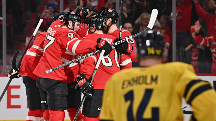 Team Canada got on the board early at the 4 Nations Face-Off thanks to Nathan MacKinnon's power play tally.
