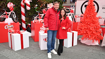 Holiday Movie Star Lacey Chabert Joins Raising Cane's Owner And Founder Todd Graves In Times Square