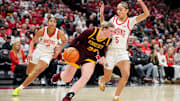 Ohio State Buckeyes guard Ava Watson (5) defends Minnesota Golden Gophers guard Grace Grocholski (25) during the first half of the NCAA women's basketball game at Value City Arena in Columbus on Feb. 13, 2025.