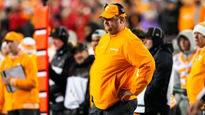 Tennessee Volunteers head coach Josh Heupel watches the game in the first half at Ohio Stadium on Saturday, Dec. 21, 2024 in Columbus, Ohio. Tennessee Volunteers head coach Josh Heupel watches the game in the first half at Ohio Stadium on Saturday, Dec. 21, 2024 in Columbus, Ohio.