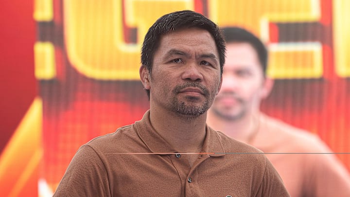 Manny Pacquiao, a Filipino boxer seen during a press conference on July 21, 2023. Manny Pacquiao, a Filipino boxer seen during a press conference on July 21, 2023.