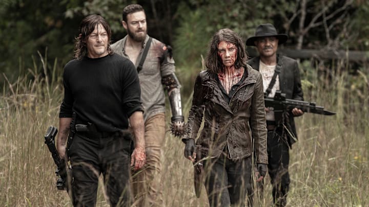 Norman Reedus as Daryl Dixon, Ross Marquand as Aaron, Lauren Cohan as Maggie Rhee, Seth Gilliam as Father Gabriel Stokes - The Walking Dead season 11