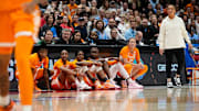 Tennessee Lady Vols head coach Kim Caldwell subs five players during the second round of the women's NCAA Tournament against the Ohio State Buckeyes at Value City Arena in Columbus on March 23, 2025. Ohio State lost 82-67.