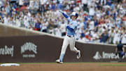 Chicago, Illinois, USA; Chicago Cubs center fielder Pete Crow-Armstrong (4) rounds the bases after hitting a solo home run against the St. Louis Cardinals during the first inning at Wrigley Field.