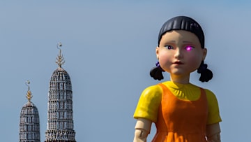 A 12 meter-tall statue of Young-hee, the iconic doll from...