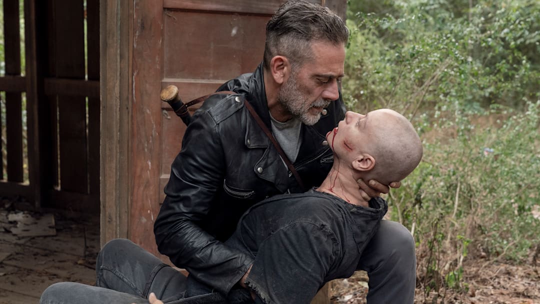 Jeffrey Dean Morgan as Negan, Samantha Morton as Alpha; group - The Walking Dead _ Season 10, Episode 13 - Photo Credit: Jace Downs/AMC