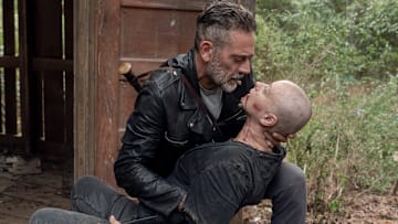 Jeffrey Dean Morgan as Negan, Samantha Morton as Alpha; group - The Walking Dead _ Season 10, Episode 13 - Photo Credit: Jace Downs/AMC