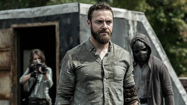 Ross Marquand as Aaron, Okea Eme-Akwari as Elijah, Lauren Cohan as Maggie Rhee in The Walking Dead Season 11, Episode 14