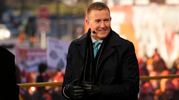 Kirk Herbstreit sits on the set of ESPN College GameDay prior to the College Football Playoff first round game between the Ohio State Buckeyes and Tennessee Volunteers in Columbus on Dec. 21, 2024.