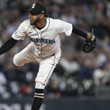 Seattle Mariners reliever Eduard Bazardo throws during a game against the Texas Rangers on June 15 at T-Mobile Park.