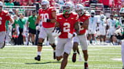 Ohio State receiver Emeka Egbuka runs for a touchdown against Marshall.