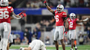 Ohio State Buckeyes safety Sonny Styles celebrates during the Cotton Bowl Classic College Football Playoff semifinal game