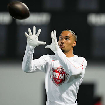Then-Ohio State Buckeyes wide receiver Emeka Egbuka on March 26, 2025.
