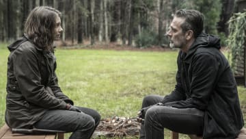 Lauren Cohan as Maggie Rhee, Jeffrey Dean Morgan as Negan - The Walking Dead _ Season 11, Episode 24 - Photo Credit: Jace Downs/AMC